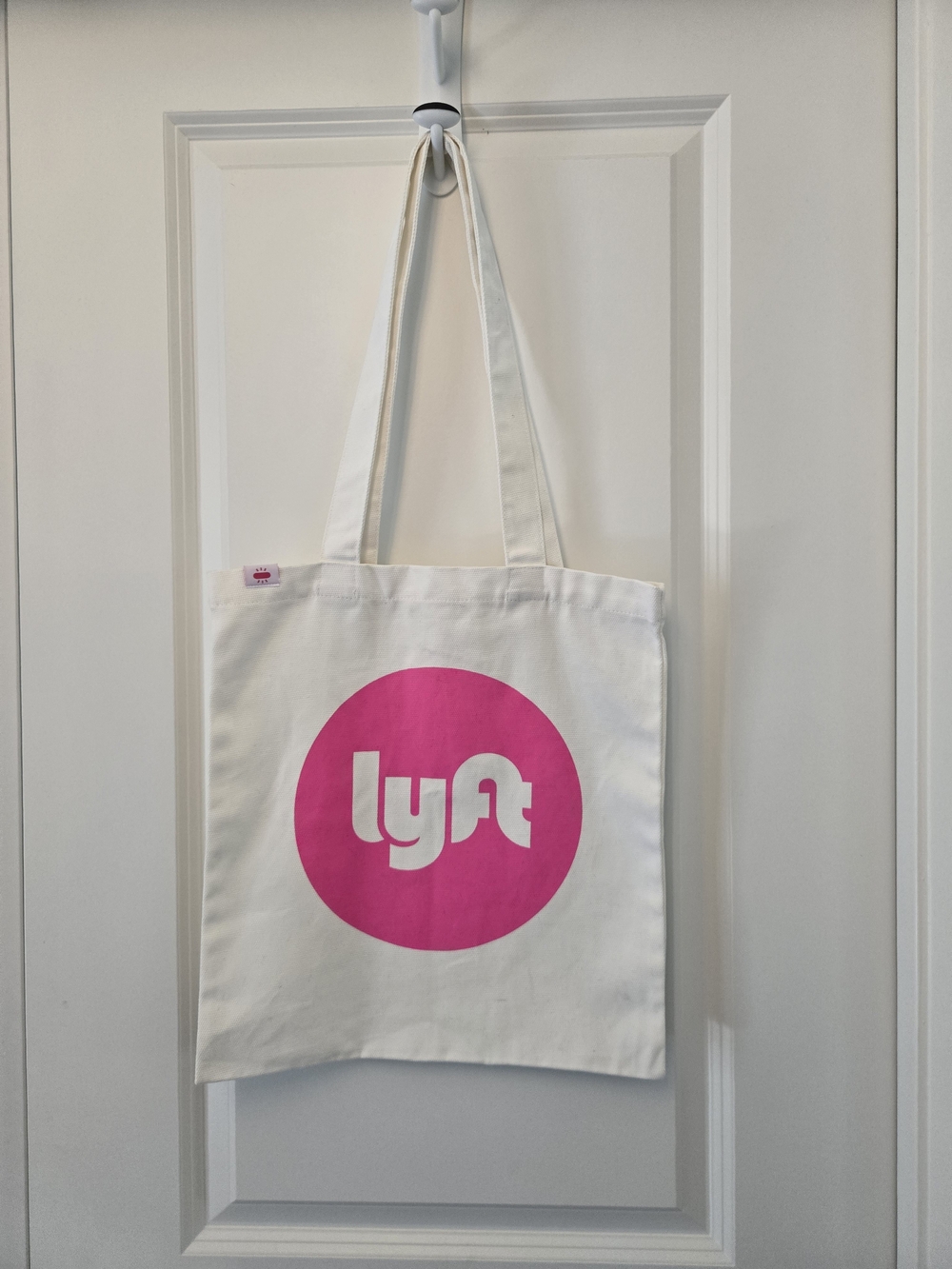Lyft White And Pink Canvas Tote